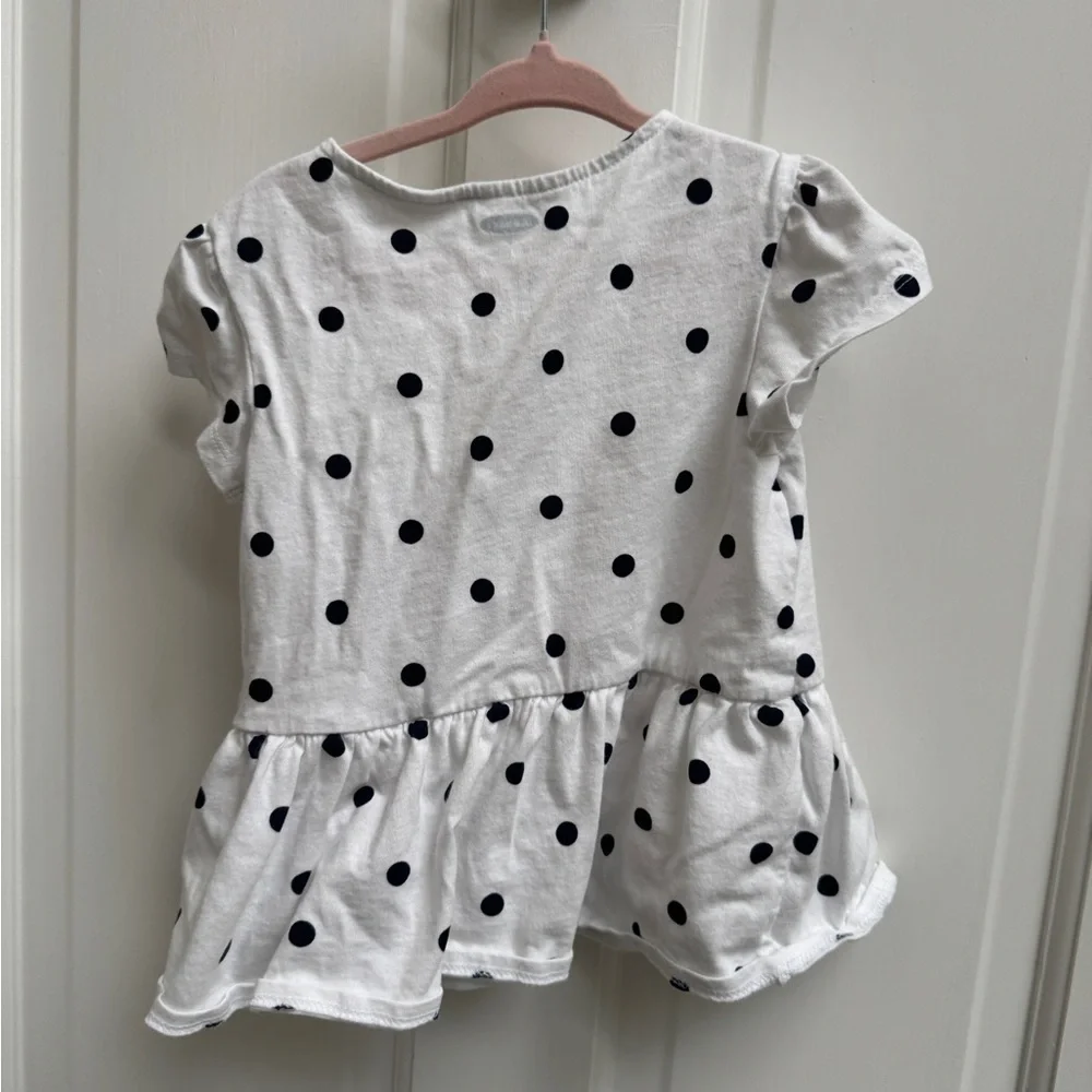 Old Navy 4T Girls White & Black Polka Dot Short Sleeve Top Blouse Shirt